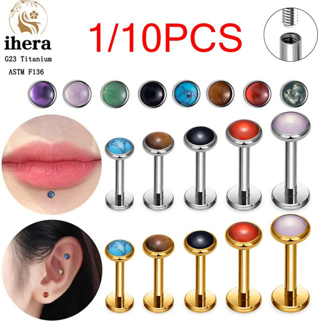 ihera Ohrstecker Titan, Naturstein, Silber, Unisex - Bild 1