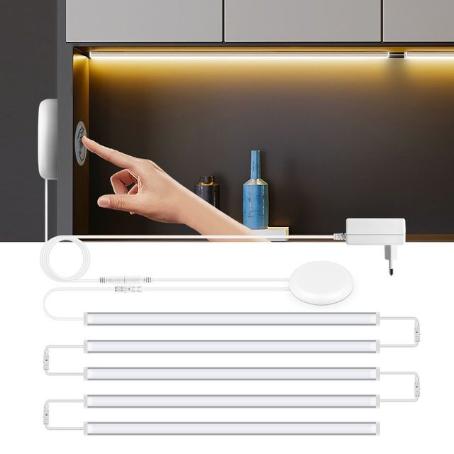 MALITAI LED-Balkenlicht für Küchenschränke mit Holz-Touch-Sensor und dimmbarer Funktion, verbindbarer LED-Streifen zur Unterbaubeleuchtung - Bild 1