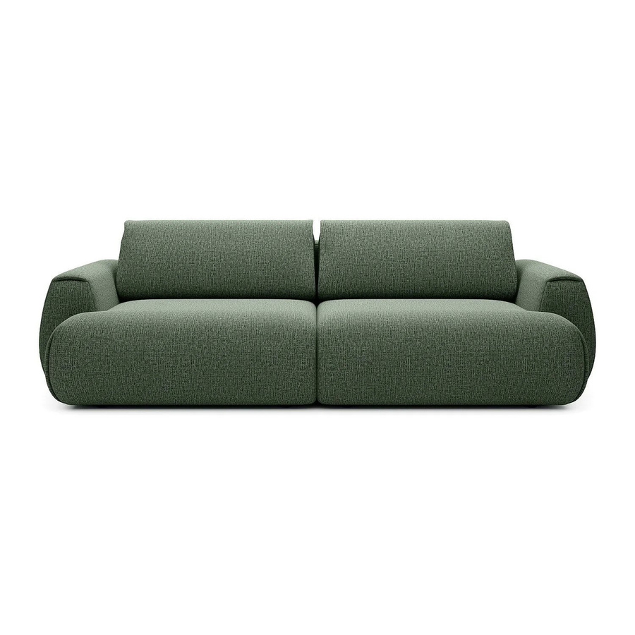 Vente-unique Schlafsofa Monelia in Tannengrün mit Schlaffunktion und Auszugsschublade aus Chenille-Stoff, Breite: 260 cm - Bild 2