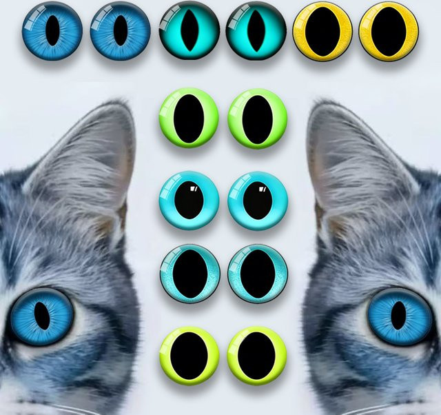 Farblich gemischte Glas-Katzenaugen, 14-teiliges Set, Bastelzubehör - Bild 1