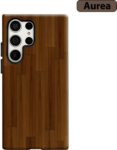 Stoßfeste Samsung Handyhülle mit Massivholz-Textur in Braun für Galaxy S25 Ultra, S24 und S23 Ultra Plus - Bild 1