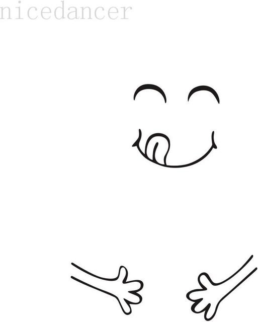 Houspace Vinyl Aufkleber Happy Delicious Face Wanddekoration für Küche und Kühlschrank in Weiß - Bild 1