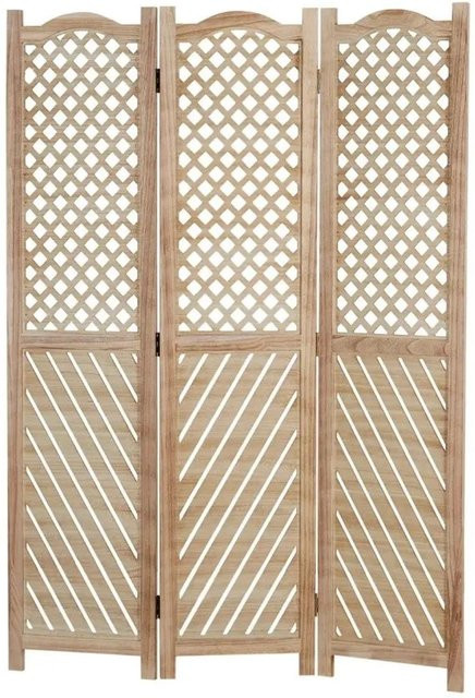 Homestyle4u 3-tlg. Paravent aus Holz in Braun mit ausgefrästen Mustern im klassischen Stil, Breite: 120 cm, Höhe: 170 cm - Bild 1