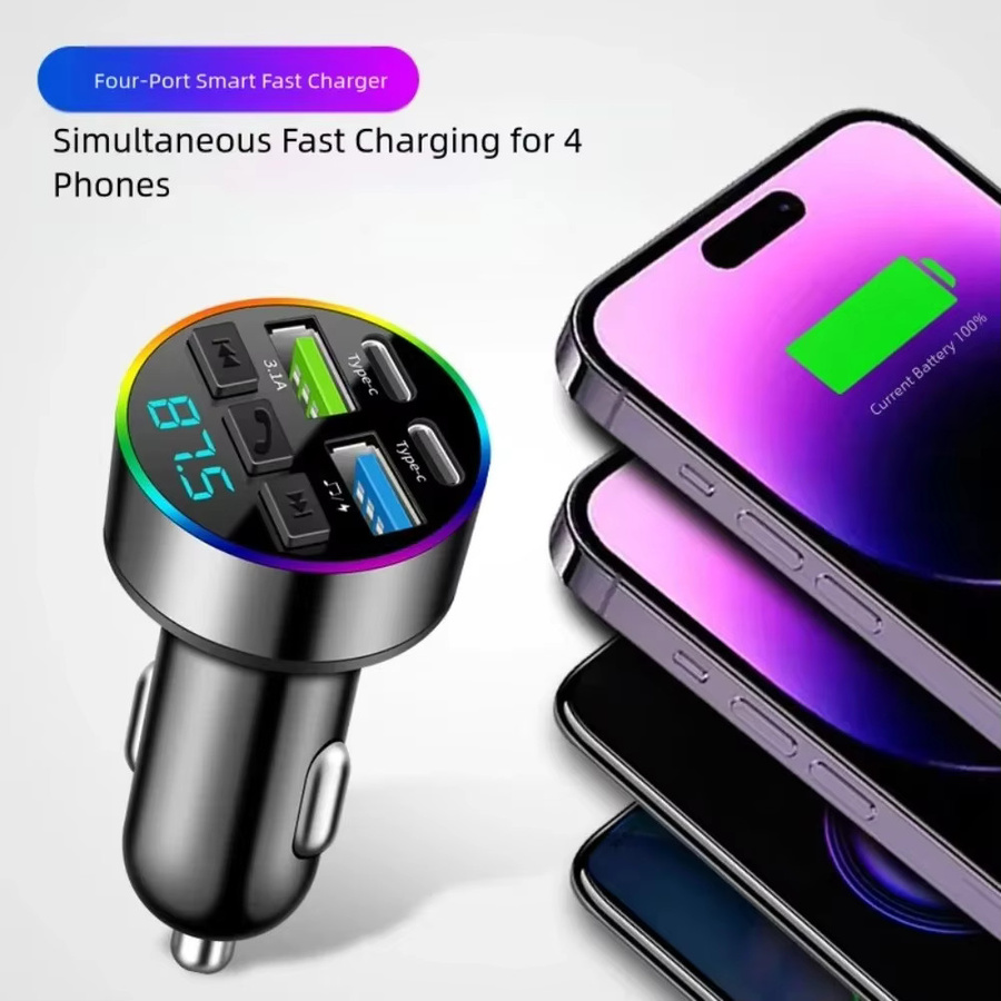 Multifunktionaler Bluetooth 5.0 FM-Transmitter und Auto-Ladegerät mit MP3-Musikplayer und USB-Anschluss in Schwarz - Bild 5