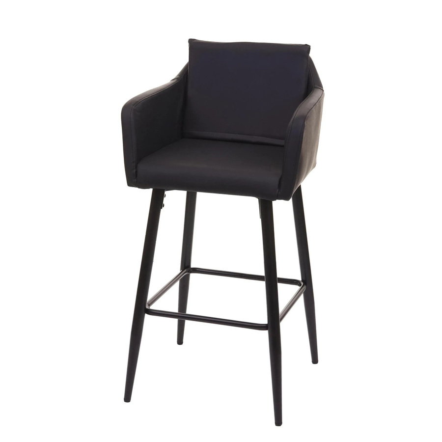 PROREGAL Barhocker mit Lehne und Fußablage aus Metall und Kunstleder in Schwarz, Sitzhöhe: 74 cm - Bild 2