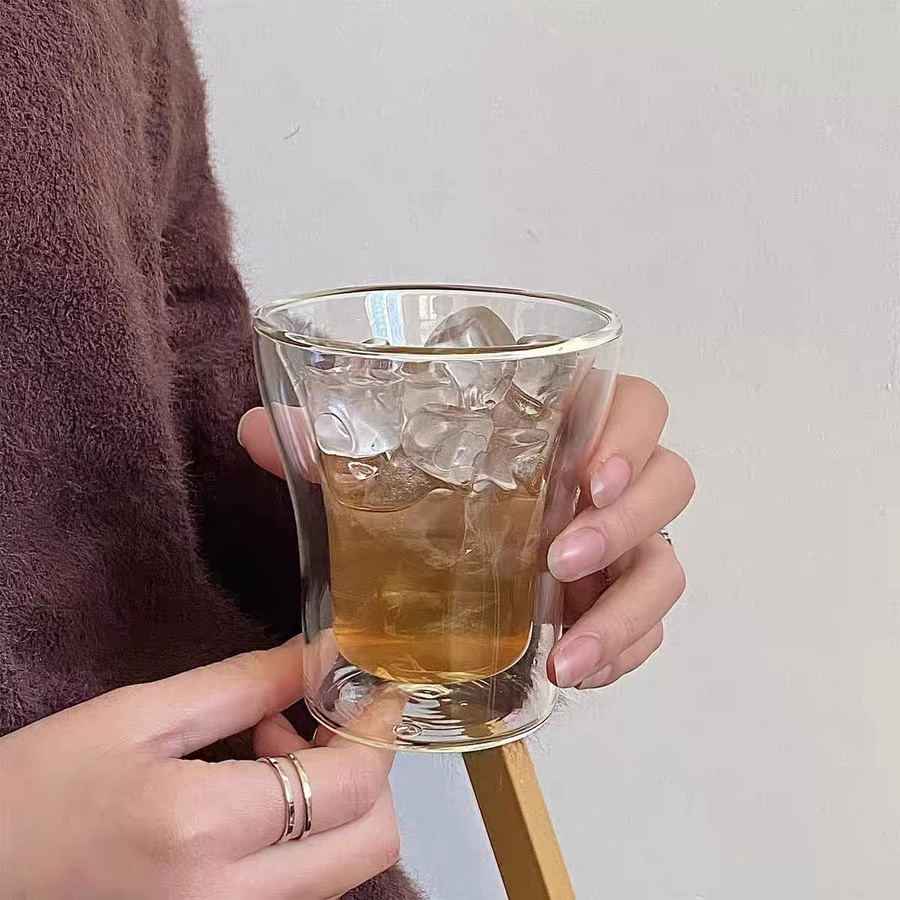 YWDL Doppelwandige Glasbecher aus Borosilikatglas, transparente Frühstückstassen für Kaffee und Tee - Bild 3