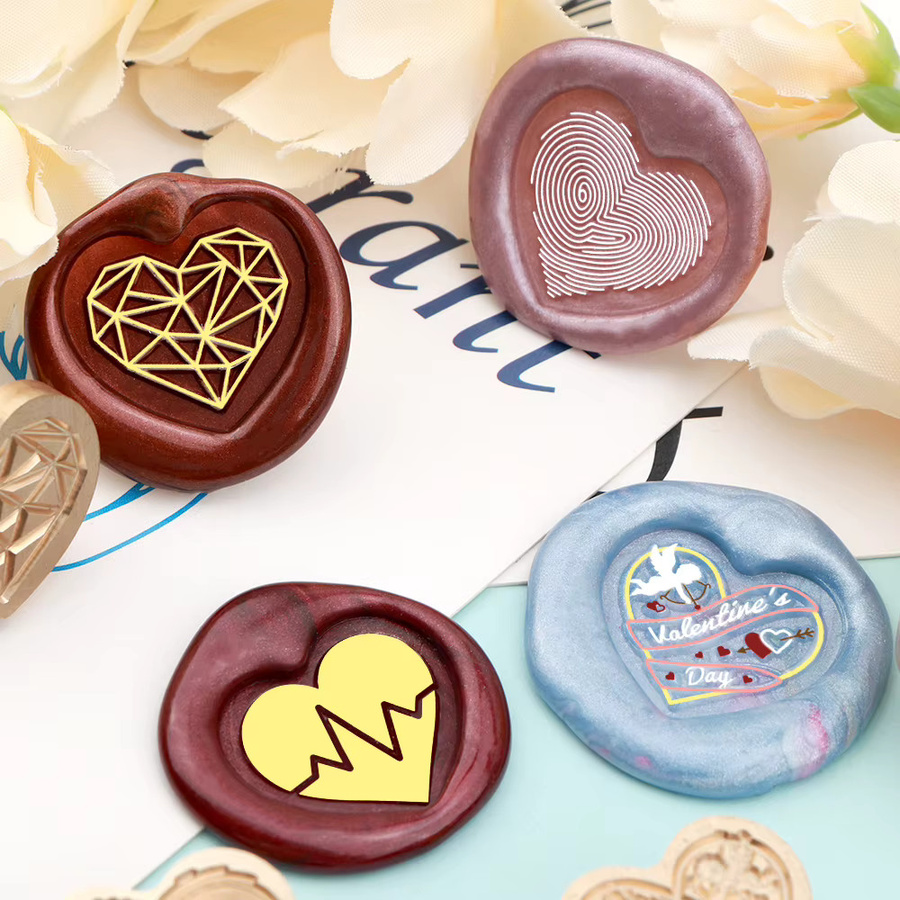 Siegelwachsstempel Valentinstag-Serie aus Messing in Gold für DIY-Umschläge, Hochzeitseinladungen und Geschenkverpackungen - Bild 2