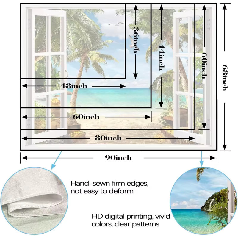 VIKAMA Wandteppich Strandlandschaft mit tropischer Ozeaninsel als Wanddekoration in Mehrfarbig - Bild 3
