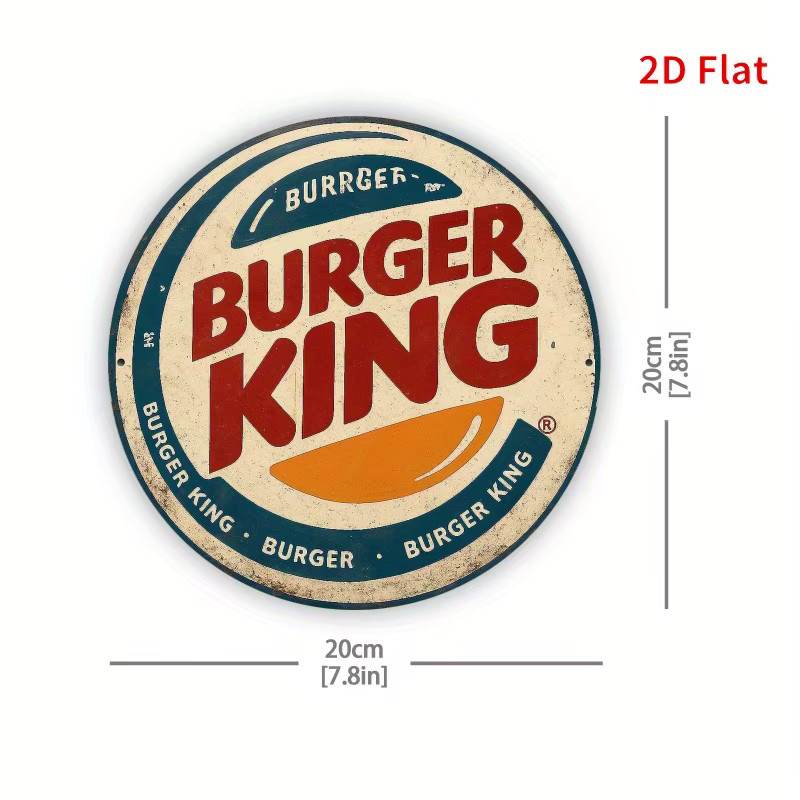 Burger King Retro-Metallschild mit Logo in Rot und Weiß, B/H: 20 x 20 cm - Bild 2