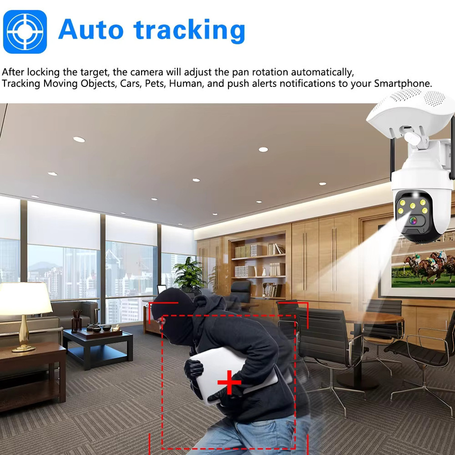 Devoccvo 2K 5MP WLAN PTZ Sicherheitskamera mit Auto-Tracking und Zwei-Wege-Audio in Weiß - Bild 3