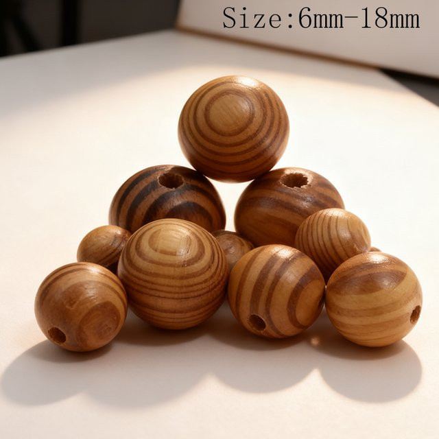 Kiefernholzperlen, rund, 6–18 mm, Unisex - Bild 1
