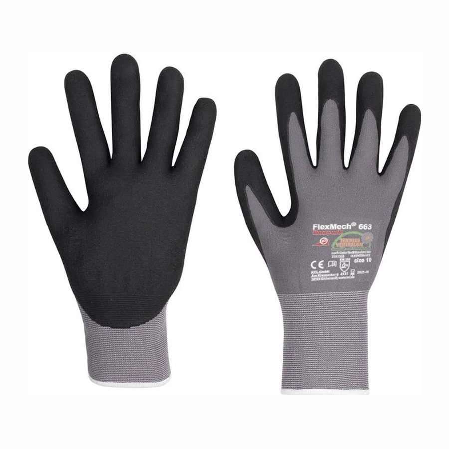 Honeywell FlexMech 663 Arbeitshandschuhe aus Nitril in Grau Schwarz Größe 11 - Bild 2