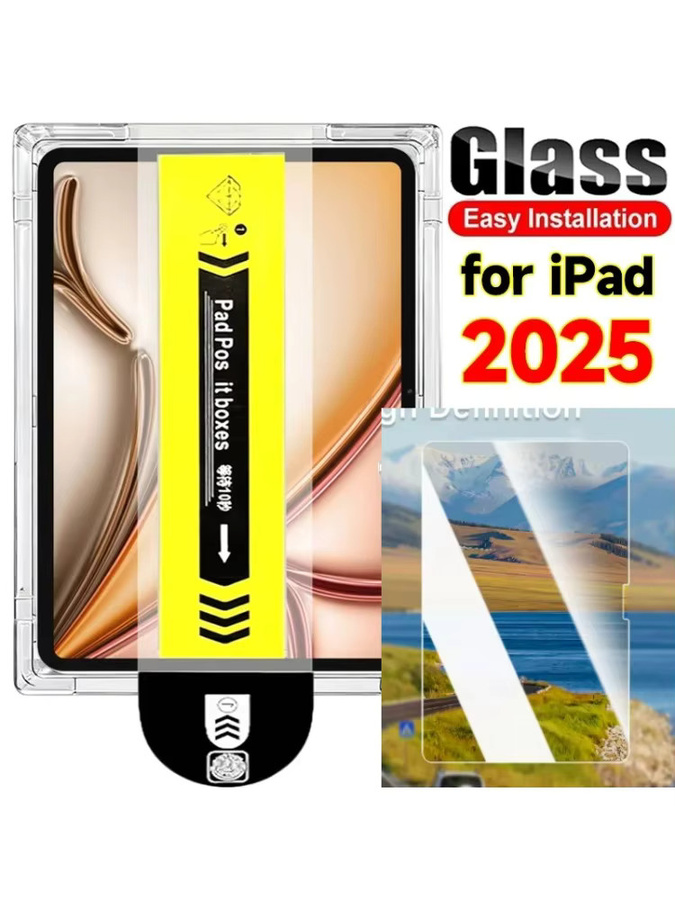 HD Displayschutz aus gehärtetem Glas für Apple iPad Pro 13, 11, Air M4, M3, M2, Mini 7 8.3 und iPad 10. Generation, transparent, kratzfest - Bild 5