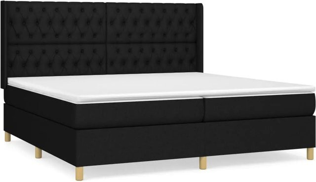 vidaXL Boxspringbett Hybrid mit Matratze und Taschenfederkern, Schwarz, B/T: 200 x 200 cm - Bild 1