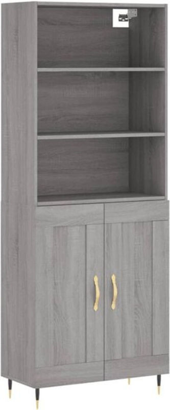 Modernes Highboard vidaxl in Grau aus Holzwerkstoff und Metall, B/T/H: 69,5 x 34 x 180 cm - Bild 1