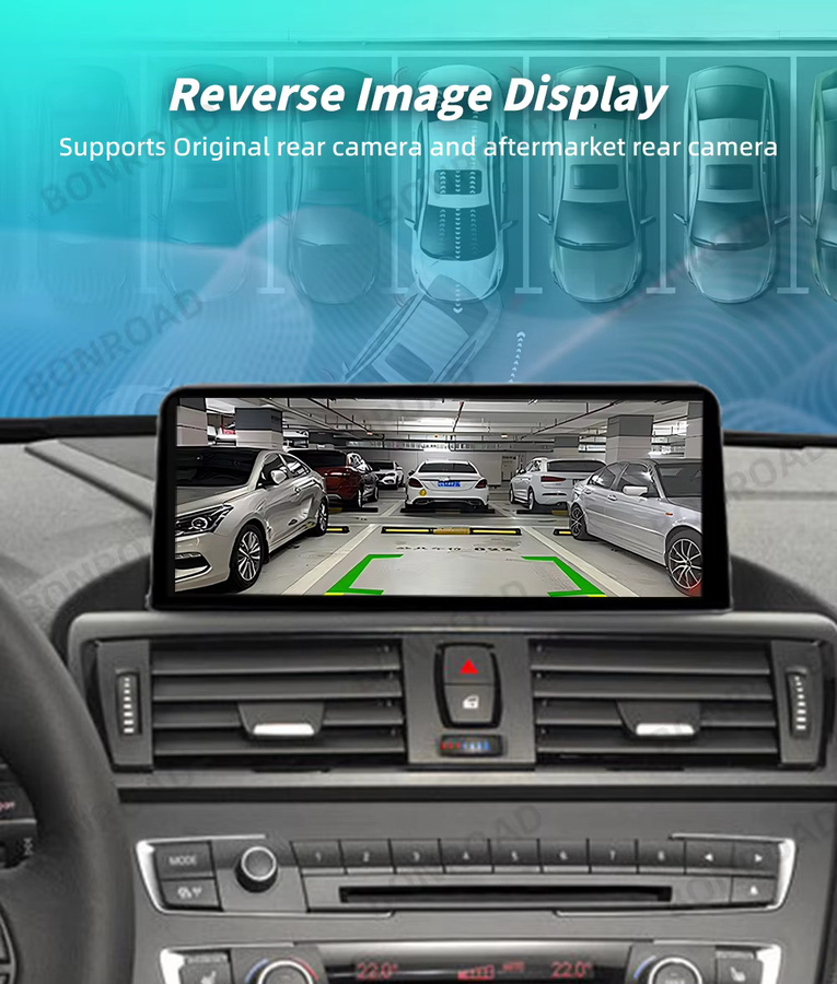 BONROAD Wireless CarPlay und Android Auto Autoradio Monitor mit YouTube und Airplay, 10,25 Zoll Touchscreen mit GPS Navigation für BMW X5 X6 E70 E71 CCC CIC System, Schwarz - Bild 3