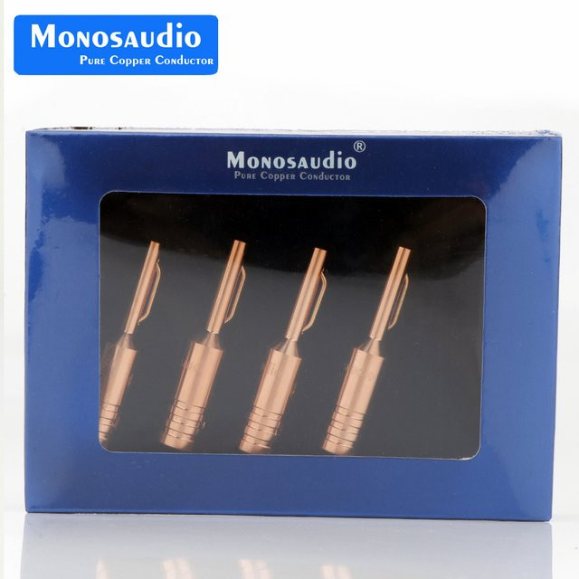 Monosaudio Bananenstecker B80 aus Reinkupfer mit Silber- und Goldbeschichtung für 5mm Lautsprecherkabel - Bild 1
