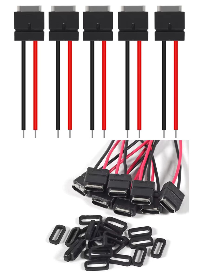 AOKIN USB-C Pigtail-Kabel 2-polig mit Lötanschluss, 5V 2,5A, Schwarz - Bild 5