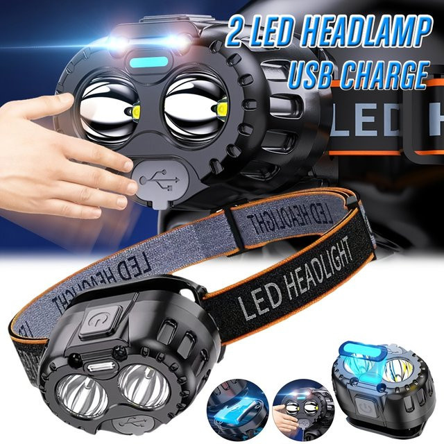 XIWANGFIRE Wiederaufladbarer LED Sensor Scheinwerfer Schwarz Wasserdicht für Outdoor Angeln Camping und Wandern - Bild 1