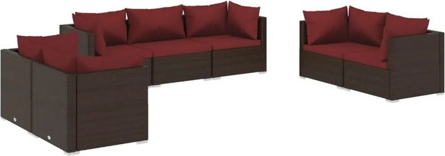 vidaXL 7-tlg Garten-Lounge-Set aus Poly Rattan mit Kissen in Braun Modell 50 - Bild 1