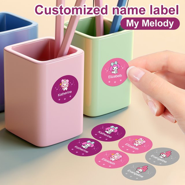 Individuelle My Melody Namensaufkleber von Joytop in Multicolour für Kinder zur Organisation von Wasserflaschen und Gepäck - Bild 1