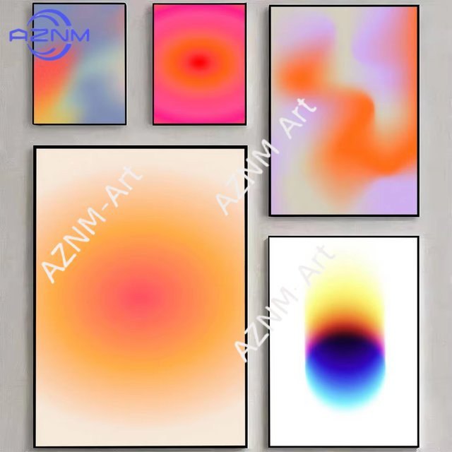 AZNM Abstract Halo Farbverlauf Poster in Weiß und Multicolour als HD Wandkunst aus Papier - Bild 1