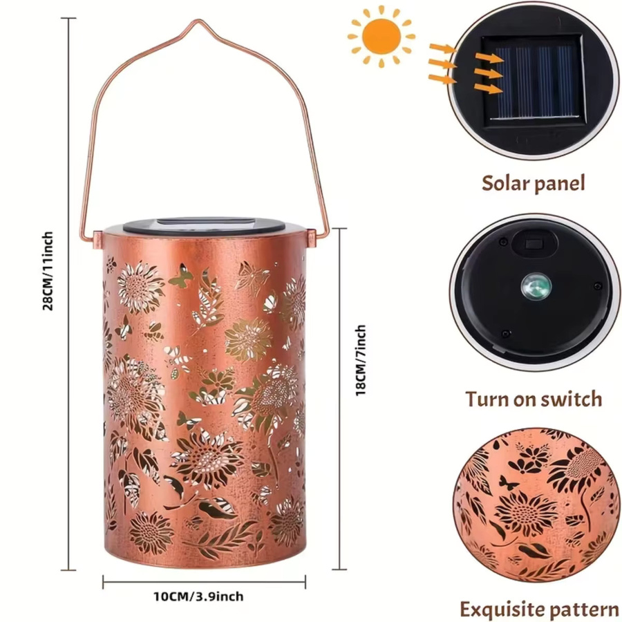 ledcbet Sonnenblumen Solar-Gartenlaternen aus Metall in Mehrfarbig, Wasserdichte LED Solarleuchten mit Haken für Garten, Balkon und Weg - Bild 2