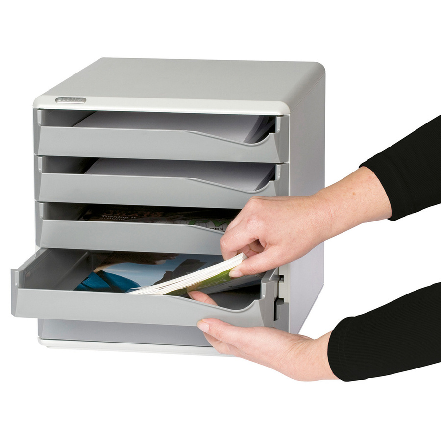 Leitz Schubladenbox mit 5 Schüben für DIN A4 in Lichtgrau und Schwarz - Bild 2