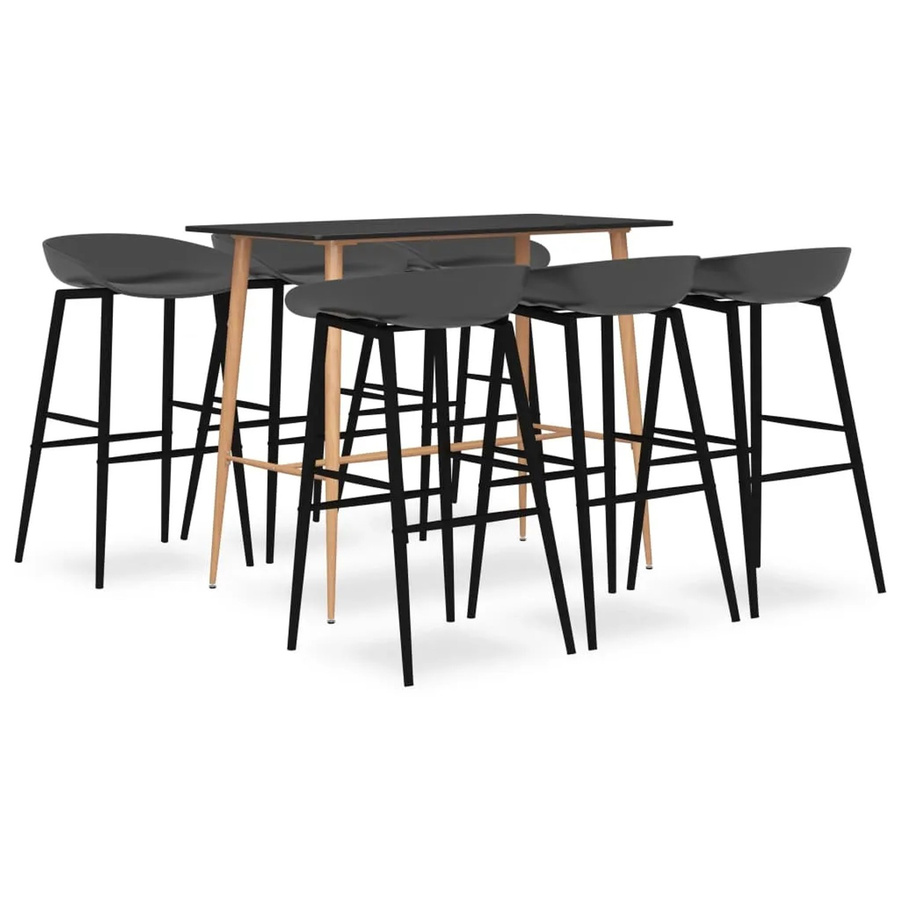 vidaXL 7-tlg. Bar-Set Modell 7 in Schwarz und Grau - Bild 2