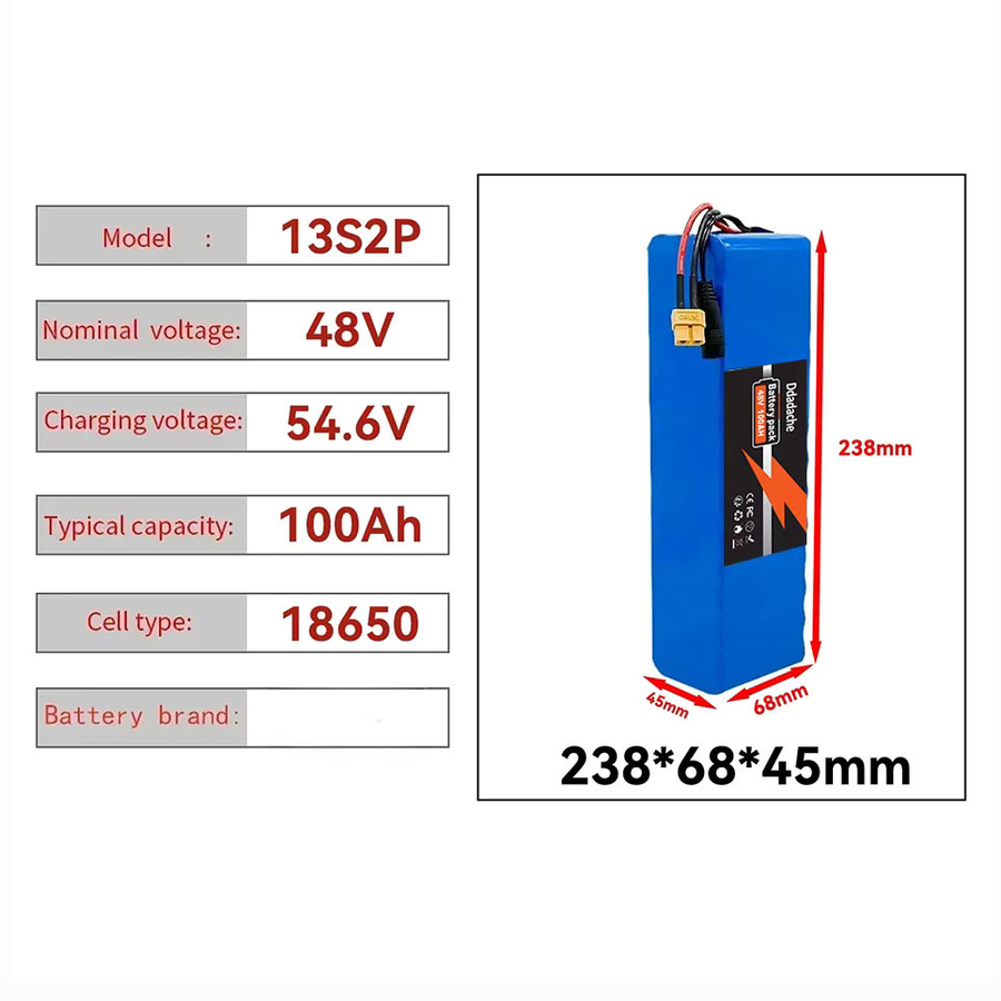 13S2P 48V 100Ah Lithium-Ionen-Akku mit BMS in Blau inklusive 48V/54,6V Ladegerät - Bild 2