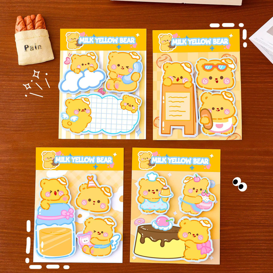 Gif Haftnotizen Custard Bär Set mit Memo Pads und Aufklebern in Gelb - Bild 3