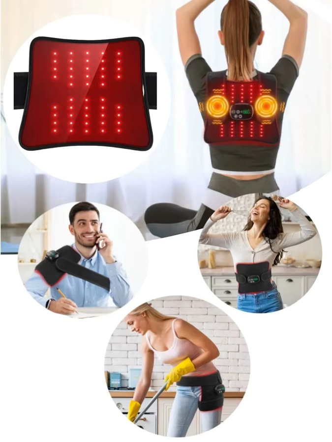 Hailicare Schnurloses Vibrations-Taillenmassagegerät mit Infrarotlicht 660 nm und 850 nm, LED-Pad als elektrischer Rücken-Schultergurt und Kniebandage zur Muskelentspannung, Schwarz - Bild 6