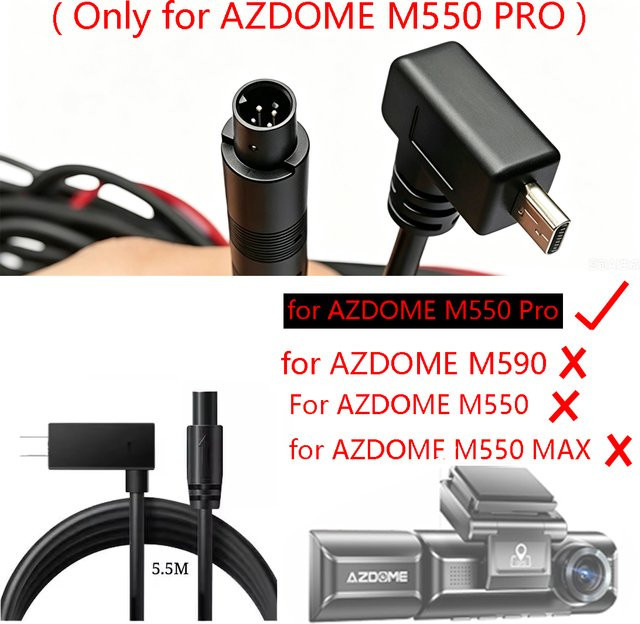 AZDOME M550 Pro Anschlusskabel für Rückfahrkamera, Schwarz, Länge: 5,5 m - Bild 1