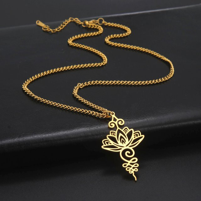 Cazador Halskette mit Lotusblüten-Anhänger, Edelstahl, Gold, Damen - Bild 1