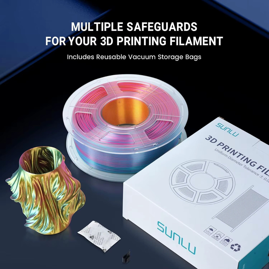 Sunlu Silk Filament Multicolour Dual & Triple Farben 1,75mm für FDM 3D-Drucker 1kg - Bild 5