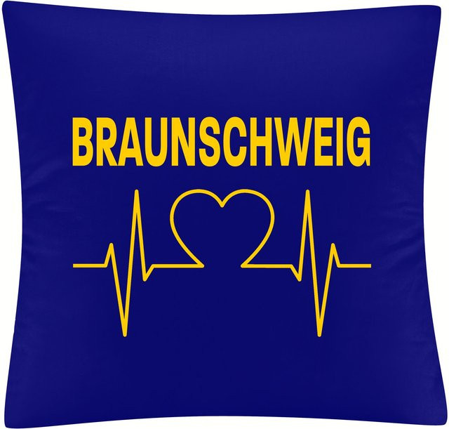 Kissenbezug multifanshop Braunschweig Herzschlag Druck Gelb - Bild 1