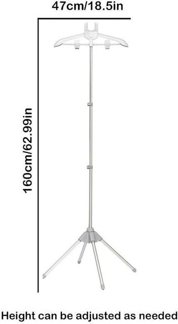 NATAWA Faltbarer Wäscheständer als Präsentationsständer und Dampfgarer-Halterung in Grau/Silber, Höhe: 160 cm - Bild 1