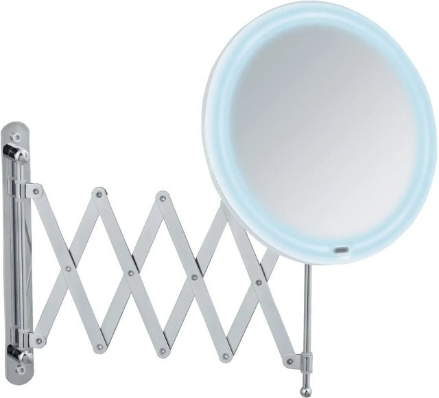 Wenko LED Teleskop-Wandspiegel Barona in Silver-Chrome und Braun, B/H: 20 x 55 cm - Bild 1