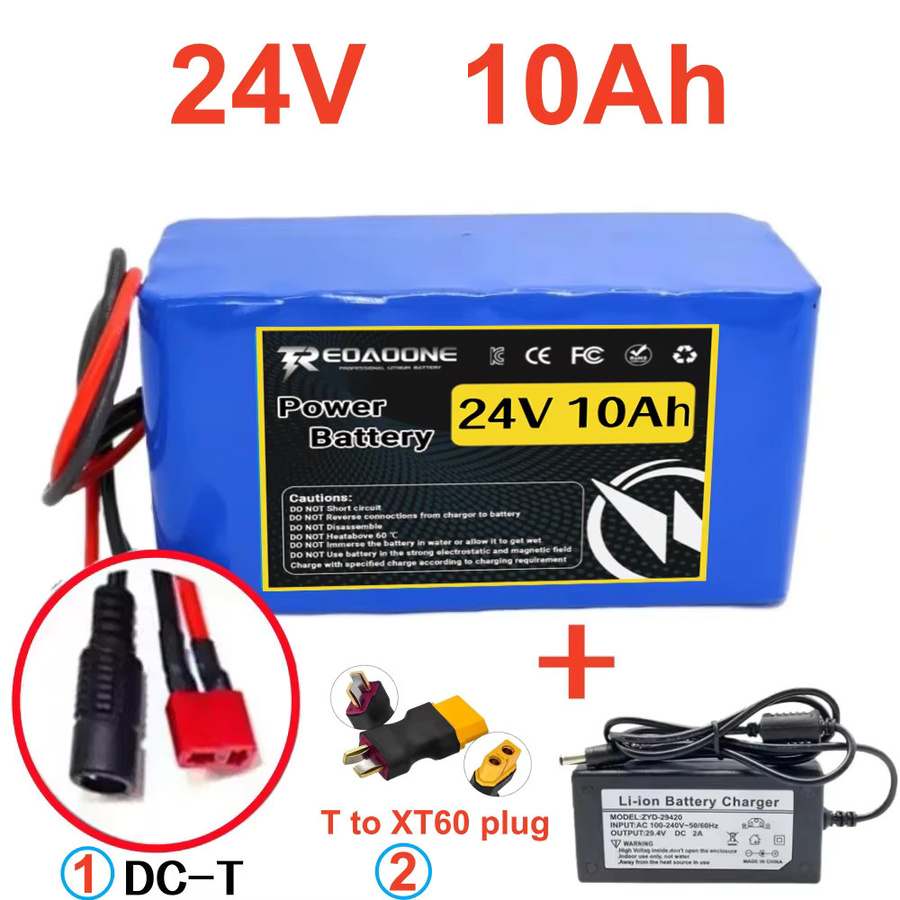 Aleaivy 18650 Lithium-Akkupack 7S3P 24V 10Ah mit integriertem BMS und Ladegerät 29,4V 2A in Blau für E-Bike und Elektroroller inklusive XT60-Adapter - Bild 5