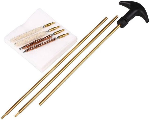 Taktisches Laufreinigungsset für Luftgewehre und Pistolen mit 4,5 mm und 5,5 mm Bürsten in Gold und Schwarz - Bild 1