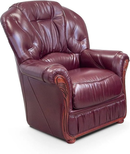 Vente-unique Sessel Daphne mit gerader Rückenlehne aus Büffelleder in Bordeaux Rot, Höhe: 83 cm - Bild 1