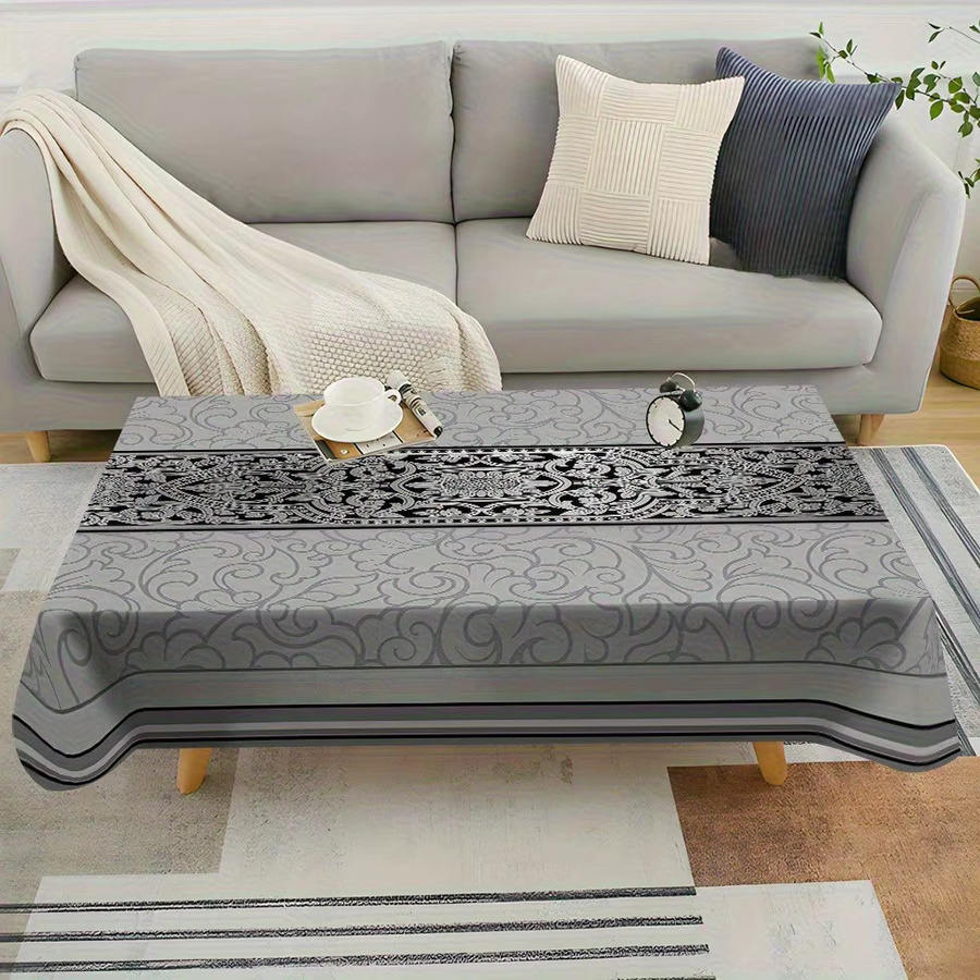 VIKAMA Rechteckige Tischdecke aus Leinen in Grau und Schwarz im modernen nordischen Design - Bild 4