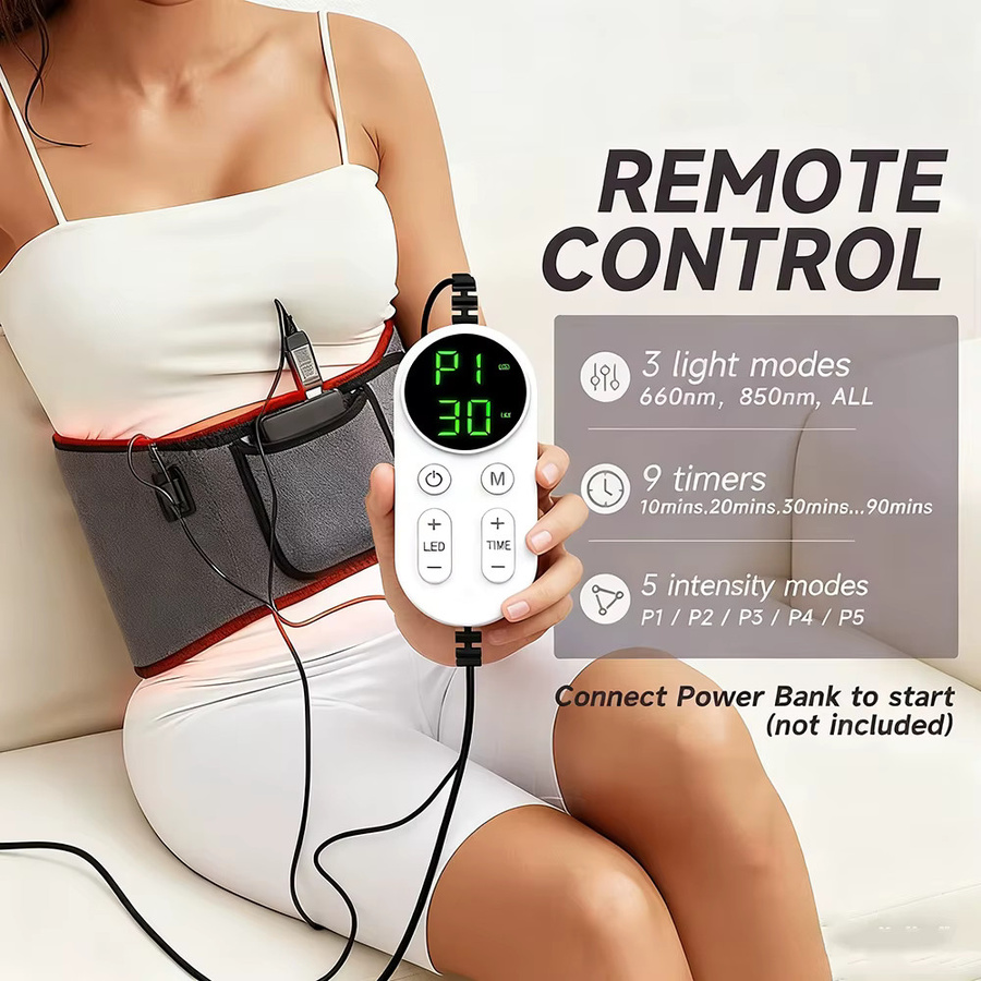VamsLuna LED-Infrarot-Rotlichttherapie-Gürtel, grau, 48 g - Bild 3