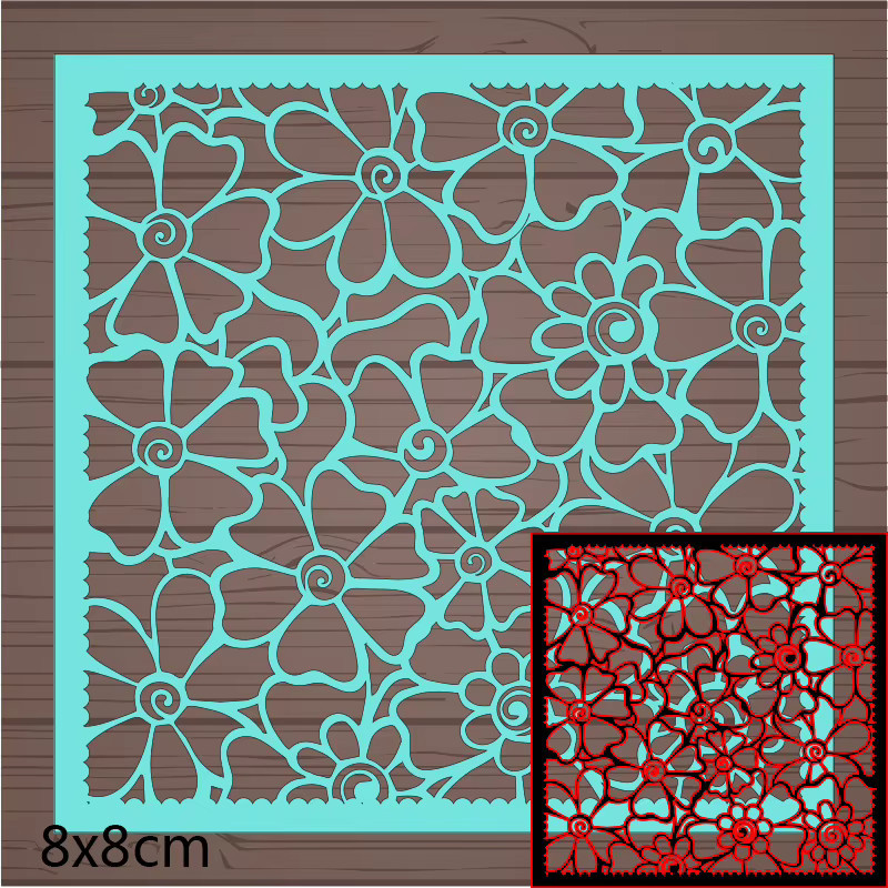 Quadratischer Metall-Schneidrahmen mit Blumen- und Blättermuster für DIY Scrapbooking und dekorative Prägung - Bild 2