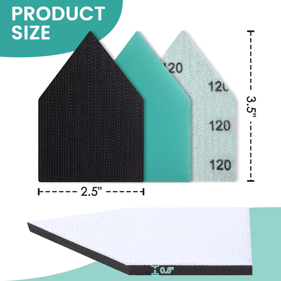 VIBRATITE Detail-Schleifpapier Set mit Schleifschnittstellen-Pads, 82 Stück, sortiertes Dreieck mit Körnung 80–240, kompatibel mit M12-Schleifgeräten, 65 x 92 mm - Bild 2