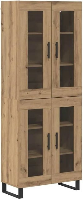 vidaXL Highboard 2-teilig Artisan-Eiche aus Engineered Wood und Glas, Farbe Braun, B/T/H: 180 x 34 x 69,5 cm - Bild 1