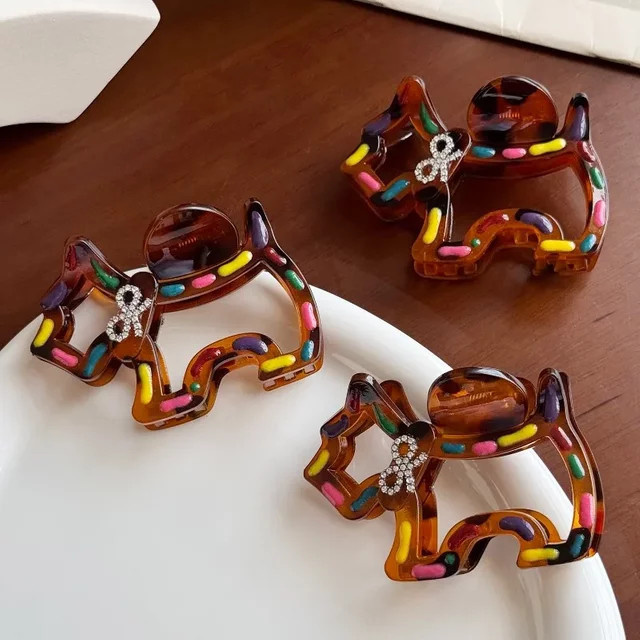 Haarclip Cartoon Welpen, Schildpatt Farbe, 2 Stück - Bild 1
