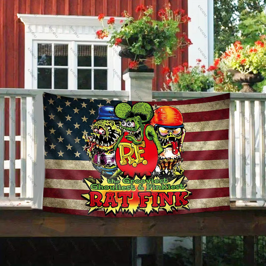 Dekorativer R-Rat F-Fink Meme Wandteppich in Multicolour, Rechteckiges Textil-Banner für Schlafzimmer und Wohnheim, B/H: 60 x 40 cm - Bild 2