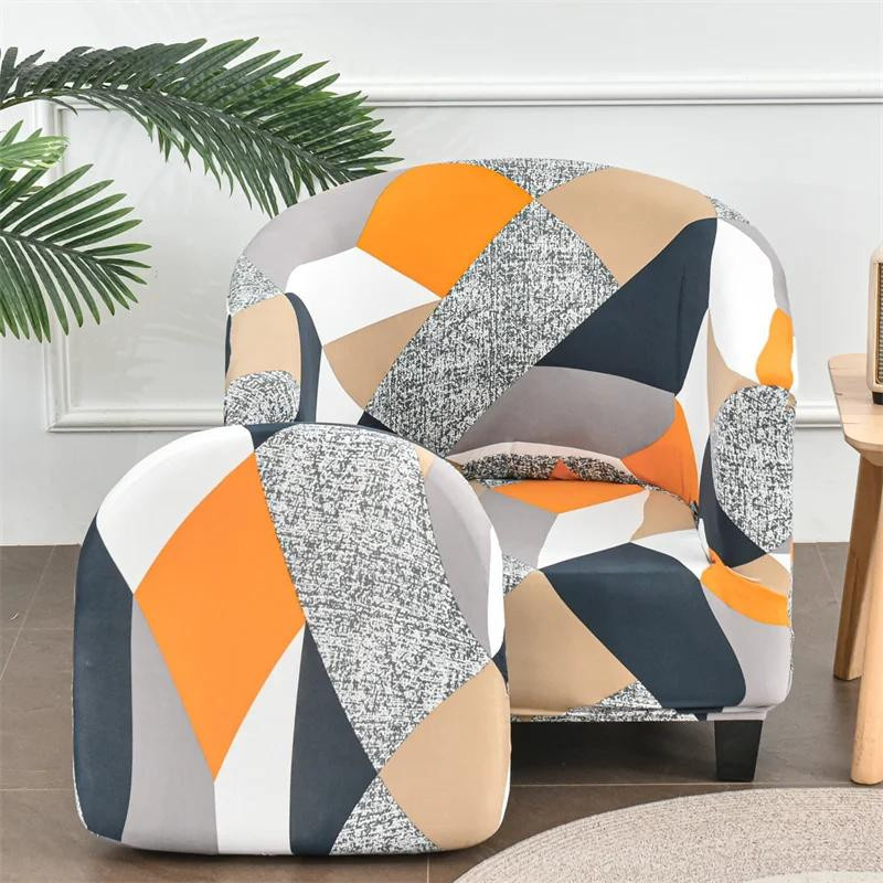 Elastischer Clubsesselbezug mit Kissenbezug in Geometrischem Design, Mehrfarbig, aus Polyester mit Stretch-Spandex-Material - Bild 3