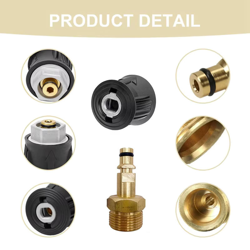 M22 Quick Connect Adapter M22 14mm Stecker für Karcher K2-K7 mit Messing Unterlegscheibe zur Konvertierung von Pistole, Schlauch und Rohr - Bild 3